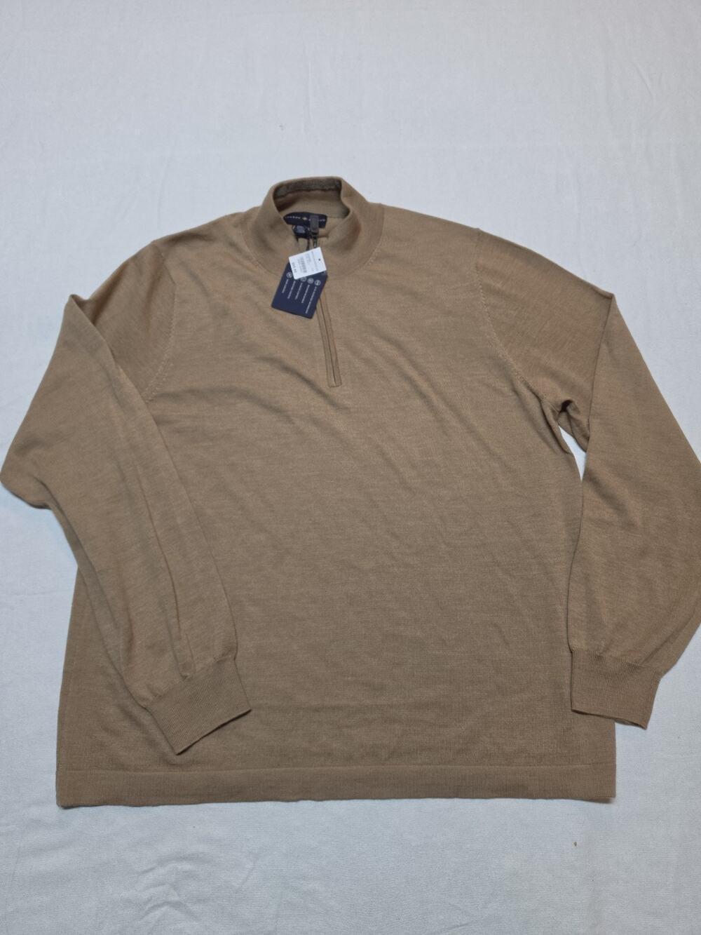 Joseph Abboud Men’s 3XLT Brown Merino Wool Blend Quarter-Zip Sweater NWT
